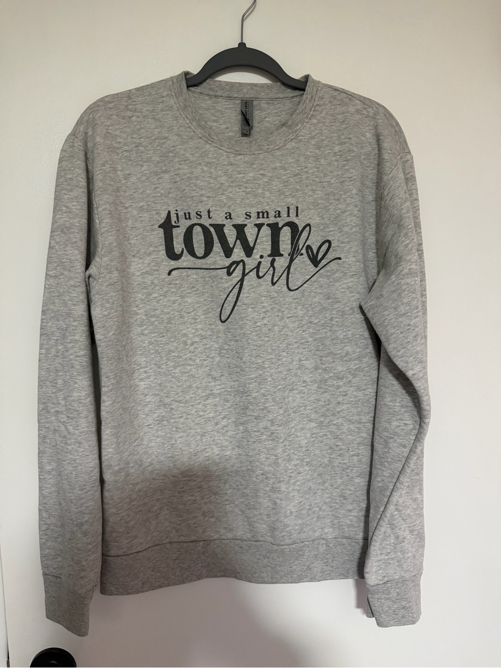 Next Level Apparel Gray 'Just a Small Town Girl' Crewneck